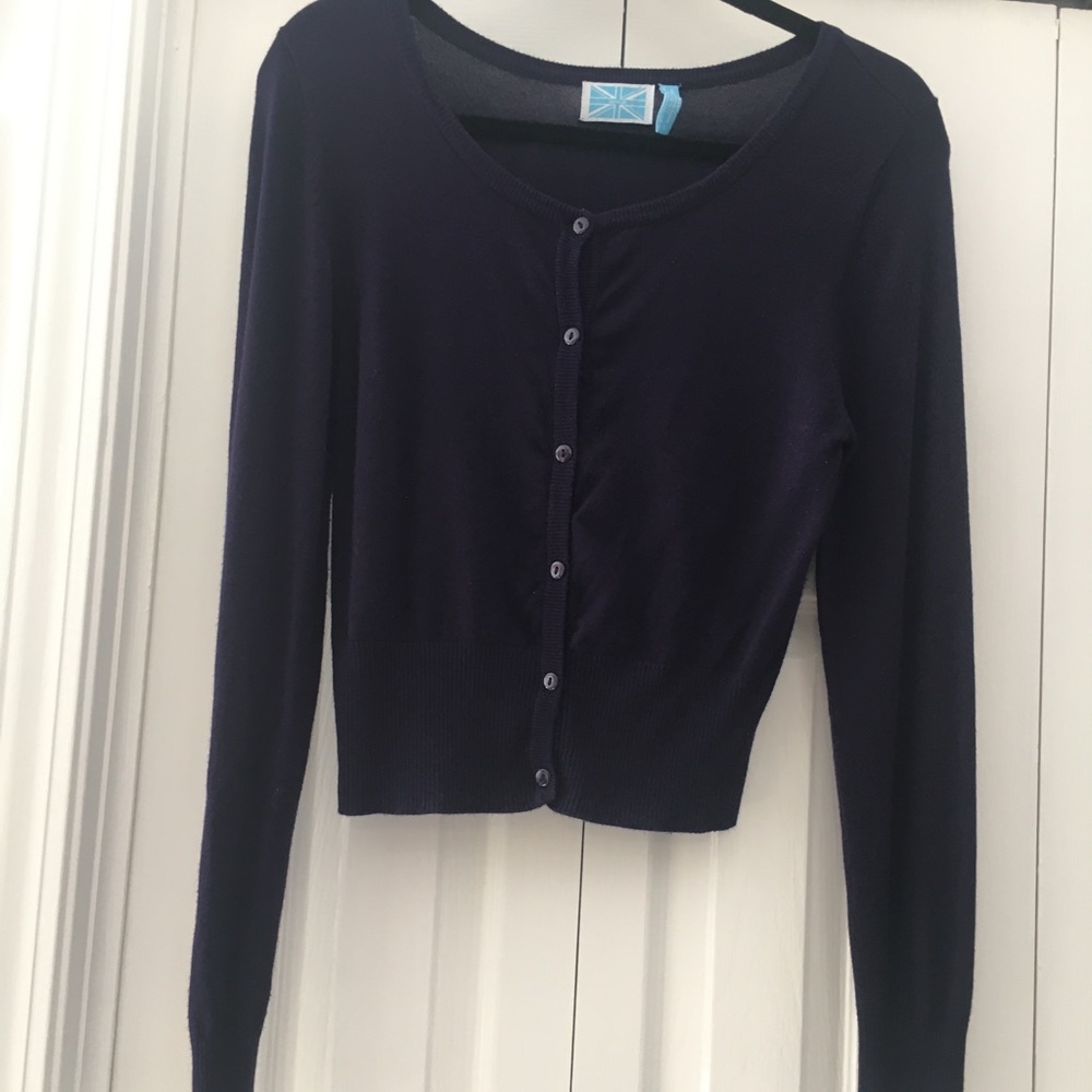 Purple cropped cardigan